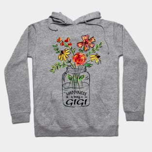 Womens Happiness Is Being A Gigi Shirt - Flower Art - Grandma Tee T-Shirt For Women Hoodie